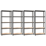 VIDAXL-LAGE-RASTER 4 ST 5-Schichtstahl und verarbeitete Holz-Anthrazitfarbe - afbeelding 2