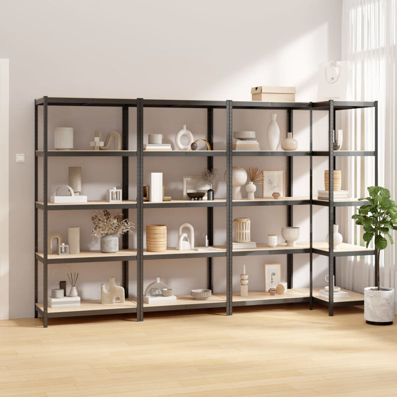 VIDAXL-LAGE-RASTER 4 ST 5-Schichtstahl und verarbeitete Holz-Anthrazitfarbe