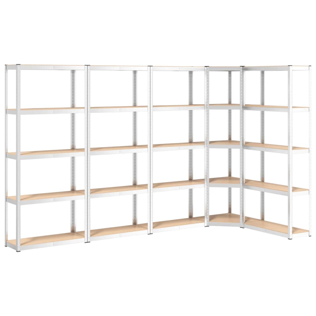 VIDAXL-LAGE-RABER 5-LAYER 5 ST STAHL und verarbeitetes Holz Silber gefärbt