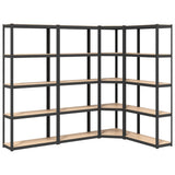 VIDAXL-LAGE-RASTER 4 ST 5-Schichtstahl und verarbeitete Holz-Anthrazitfarbe - afbeelding 2