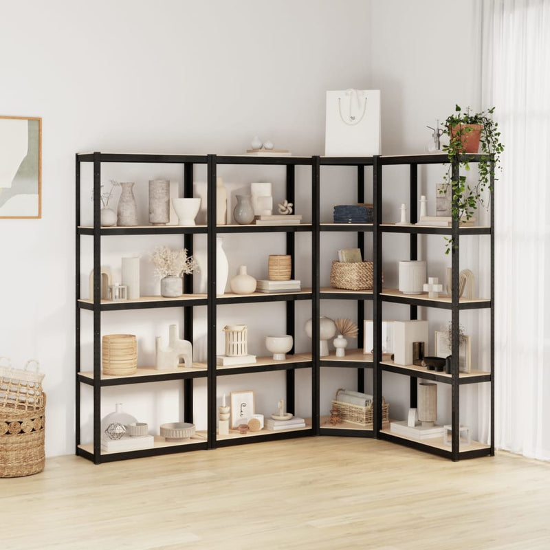 VIDAXL-LAGE-RASTER 4 ST 5-Schichtstahl und verarbeitete Holz-Anthrazitfarbe