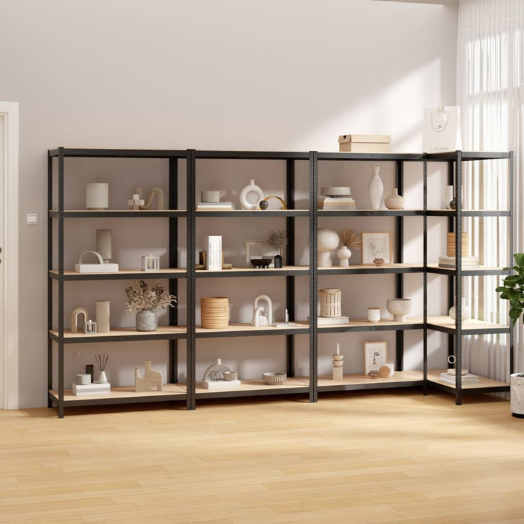 VIDAXL-LAGE-RASTER 4 ST 5-Schichtstahl und verarbeitete Holz-Anthrazitfarbe
