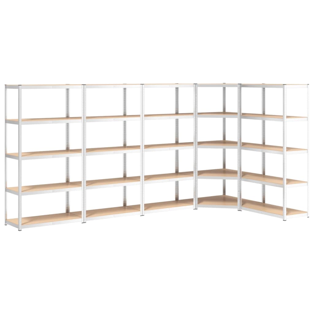 VIDAXL-LAGE-RABER 5-LAYER 5 ST STAHL und verarbeitetes Holz Silber gefärbt