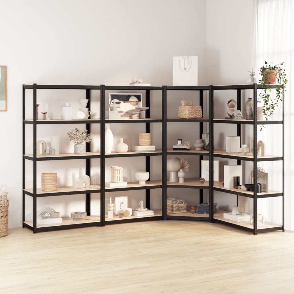 VIDAXL-LAGE-RASTER 4 ST 5-Schichtstahl und verarbeitete Holz-Anthrazitfarbe