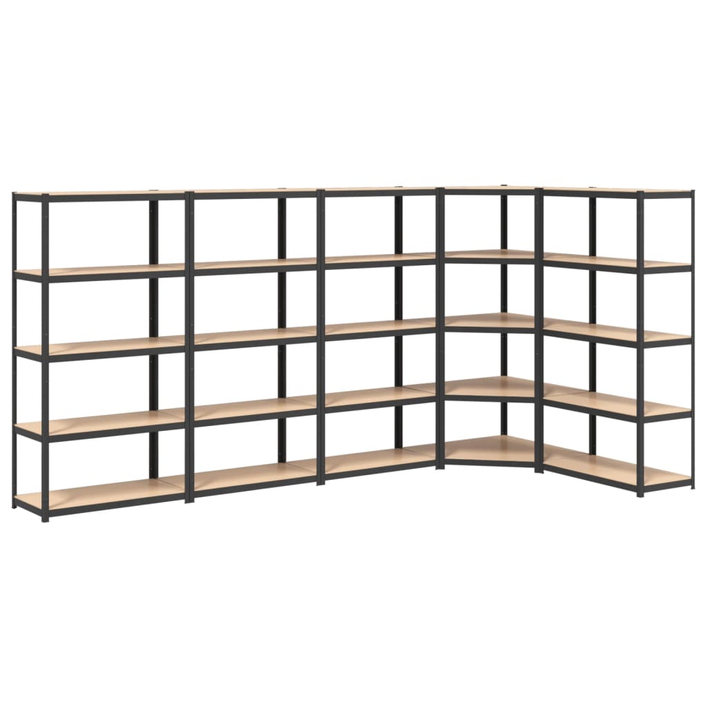 VIDAXL-Speicher 5-layer 5 St. Stahl und verarbeitete Holz-Anthrazitfarbe