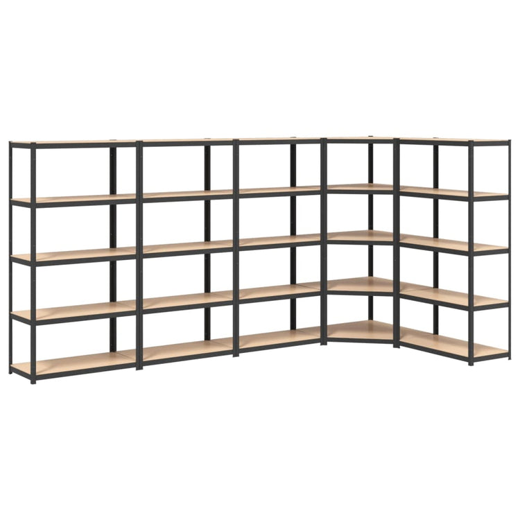 VIDAXL-Speicher 5-layer 5 St. Stahl und verarbeitete Holz-Anthrazitfarbe