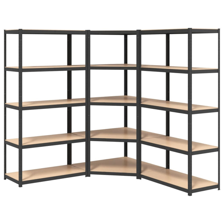 VIDAXL-Speicher 5-layer Robuster 3-St-Stahl und verarbeitetes Holzgrau