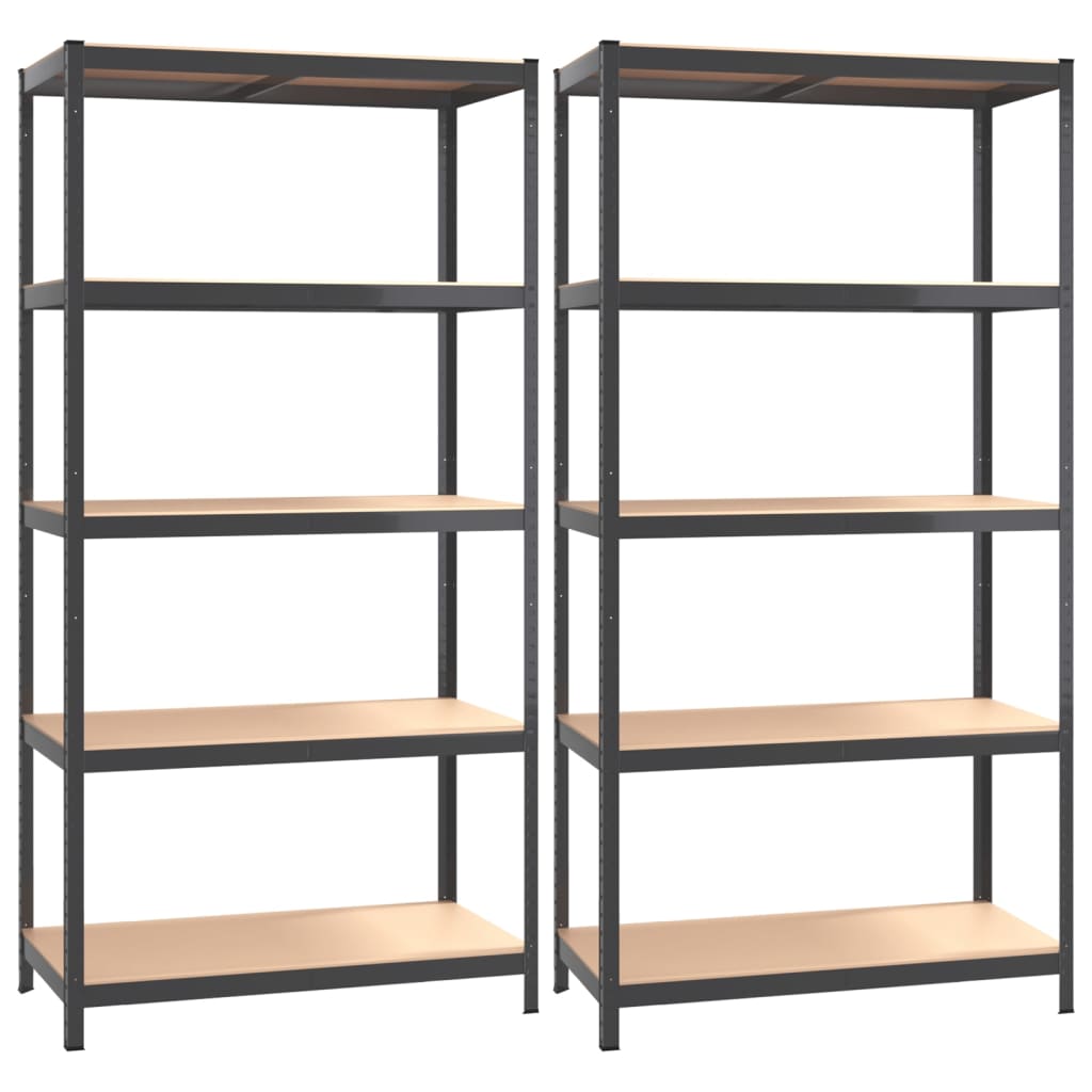 VIDAXL-Speicher 5-layer 2 St. Stahl verarbeitet Holz Anthrazitfarben