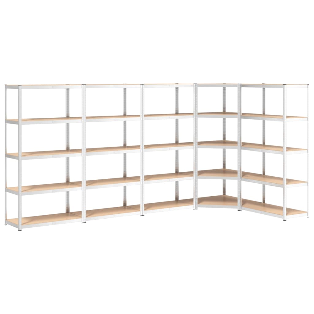 VIDAXL-LAGE-RABER 5-LAYER 5 ST STAHL und verarbeitetes Holz Silber gefärbt