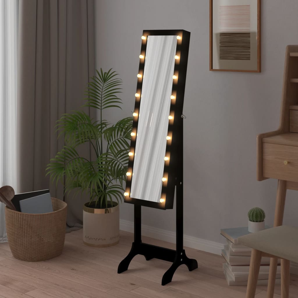 VIDAXL -Spiegel mit LEDs 34x37x146 cm schwarz abgelöst