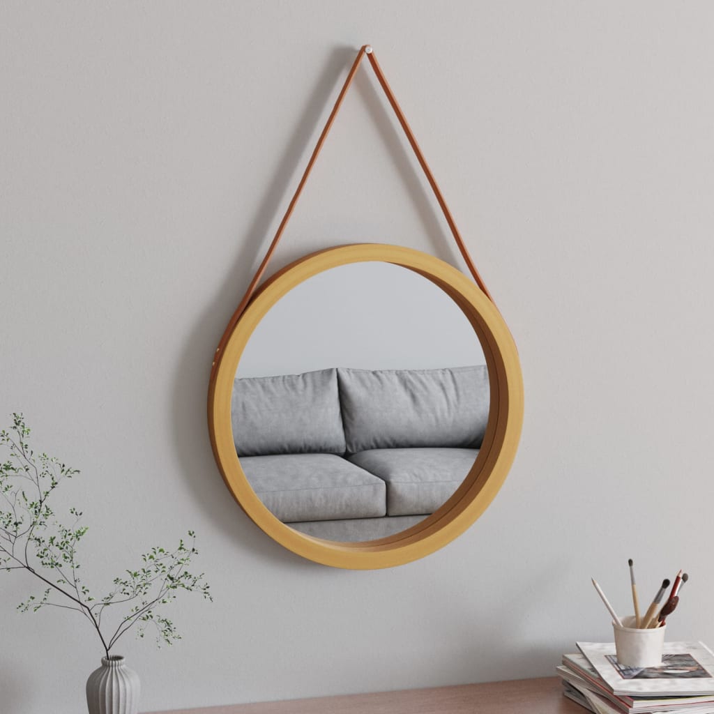 Vidaxl -Wandspiegel mit Reifen Ø 55 cm Gold gefärbt