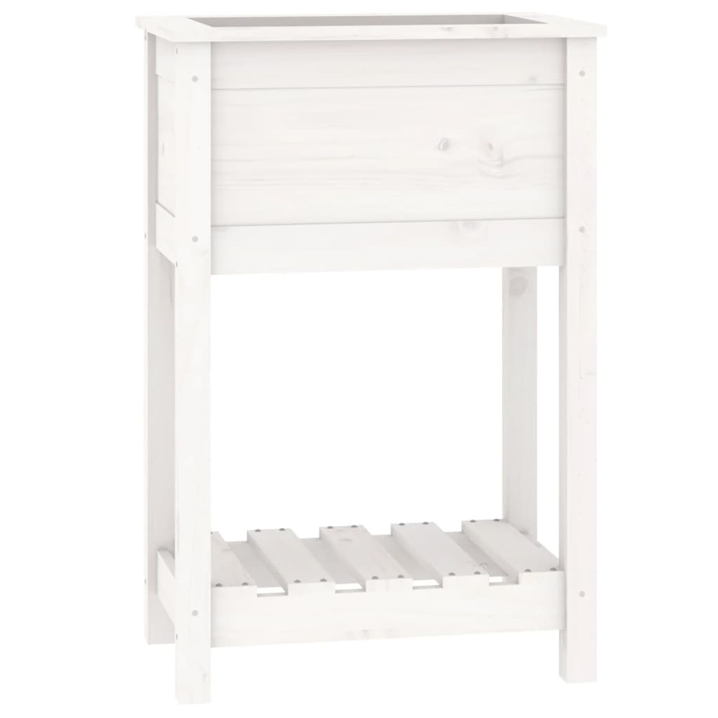 VIDAXL -Pflanzer mit Regal 54x34.5x81 cm Festkieferweiß weiß