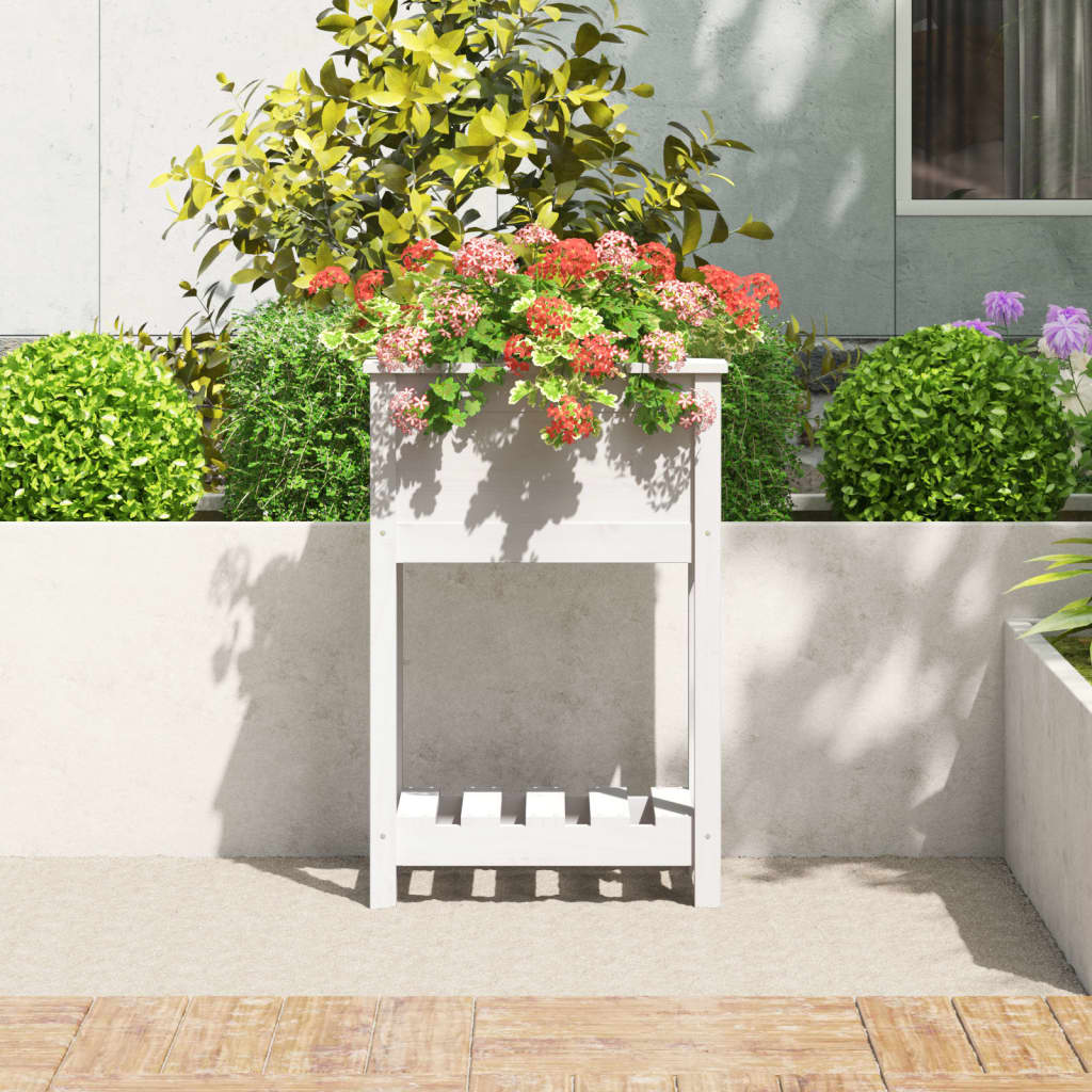 VIDAXL -Pflanzer mit Regal 54x34.5x81 cm Festkieferweiß weiß