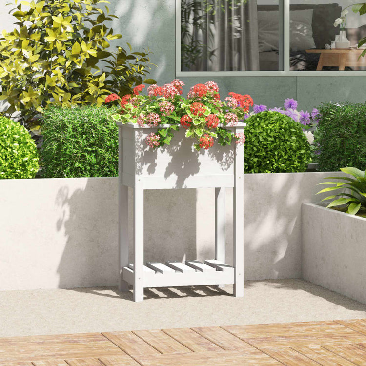 VIDAXL -Pflanzer mit Regal 54x34.5x81 cm Festkieferweiß weiß