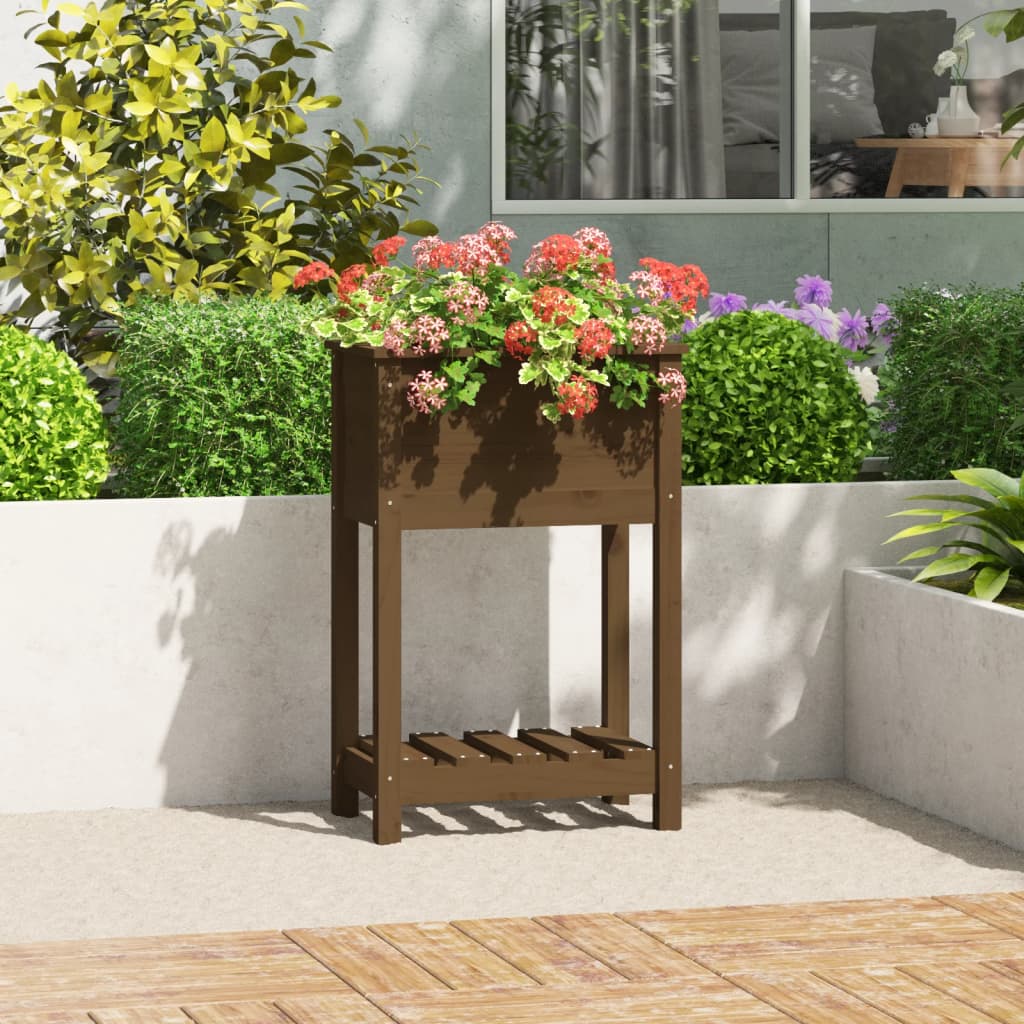 VIDAXL -Pflanzer mit Regal 54x34,5 x 81 cm Kiefern Honigbraun