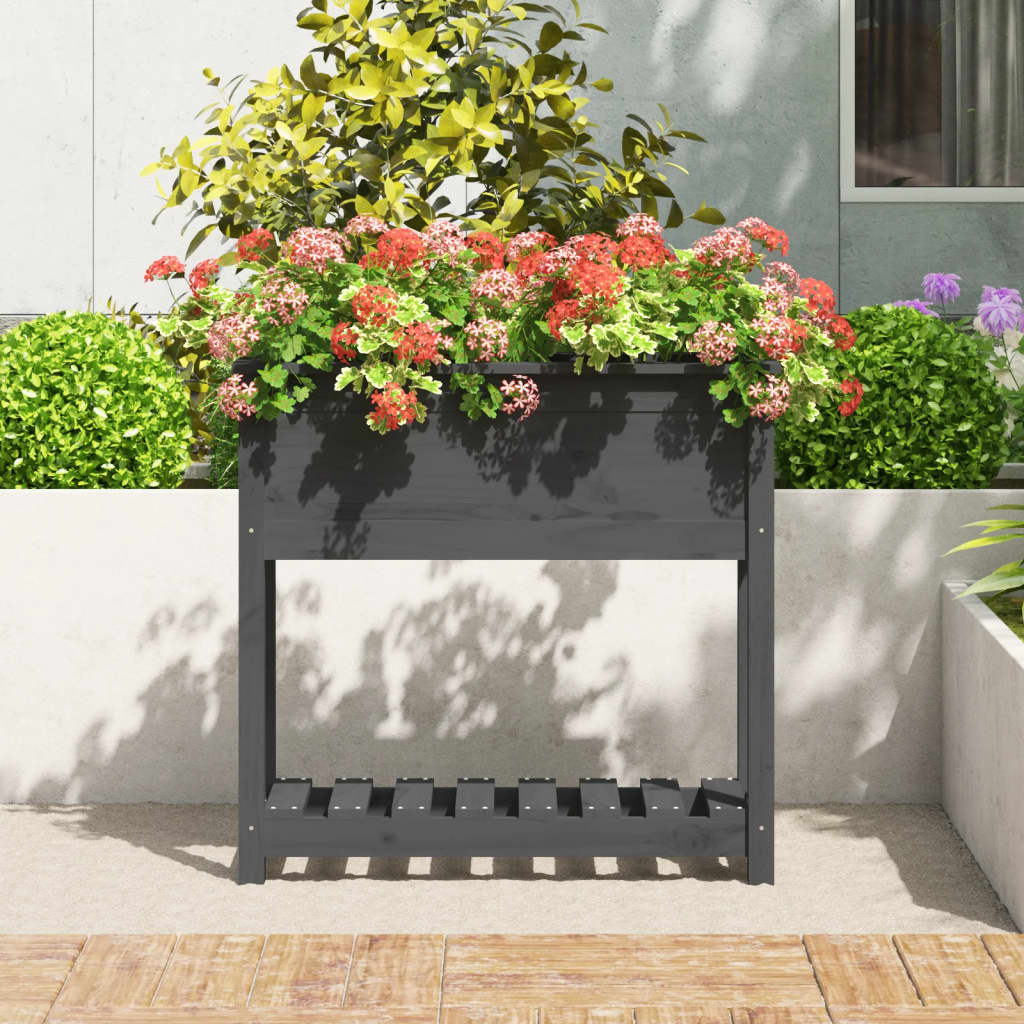 VIDAXL -Pflanzer mit Regal 82,5 x 34,5 x 81 cm Festkieferngrau grau grau