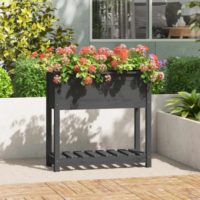 VIDAXL -Pflanzer mit Regal 82,5 x 34,5 x 81 cm Festkieferngrau grau grau