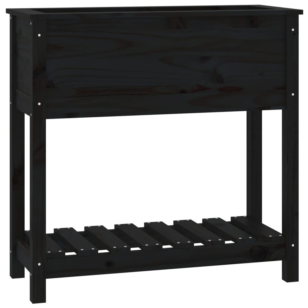 VIDAXL -Pflanzer mit Regal 82,5 x 34,5 x 81 cm feste Kiefernkiefernschwarz