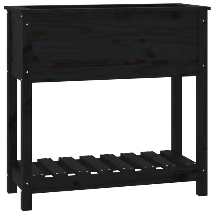 VIDAXL -Pflanzer mit Regal 82,5 x 34,5 x 81 cm feste Kiefernkiefernschwarz
