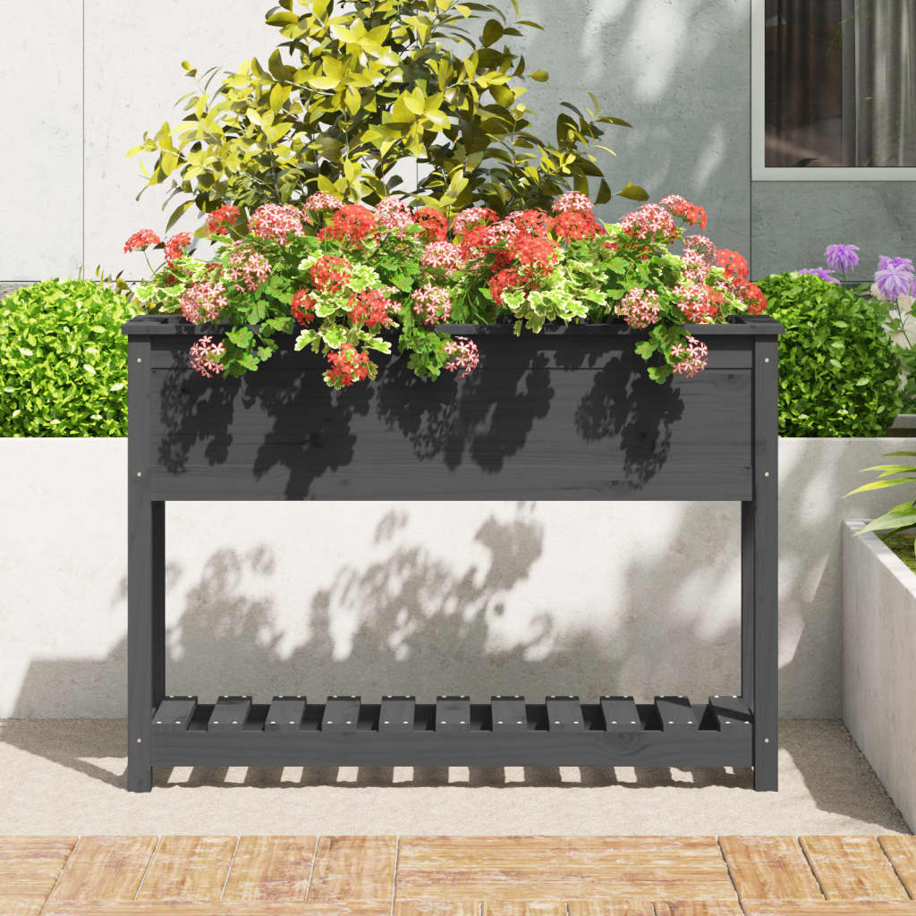 VIDAXL -Pflanzer mit Regal 111,5 x 34,5 x 81 cm Festkieferngrau grau grau