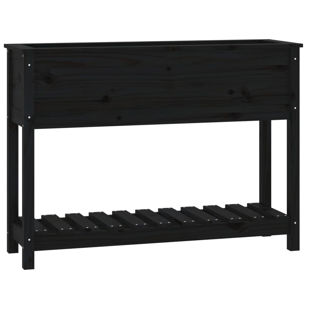 VIDAXL -Pflanzer mit Regal 111,5 x 34,5 x 81 cm Festkiefer Pine Schwarz