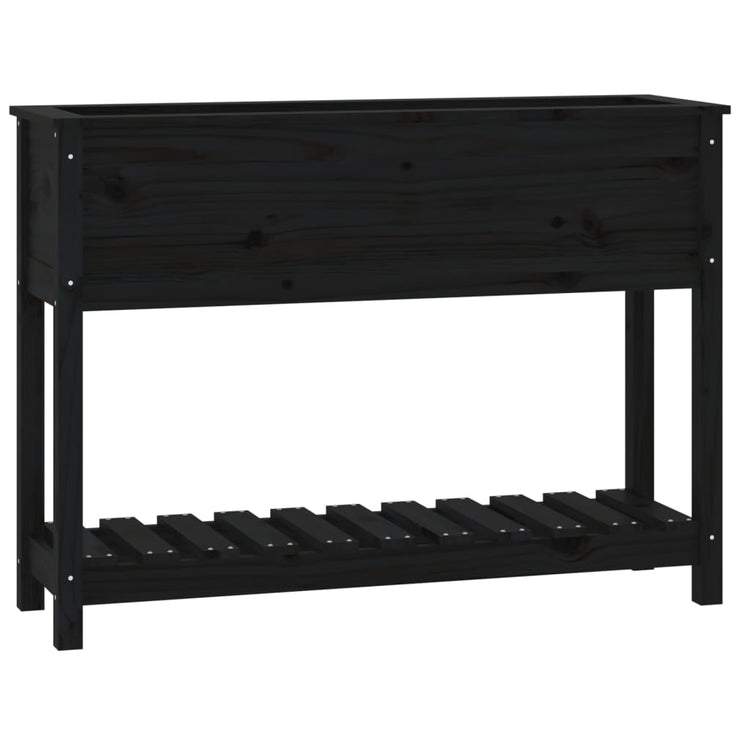 VIDAXL -Pflanzer mit Regal 111,5 x 34,5 x 81 cm Festkiefer Pine Schwarz
