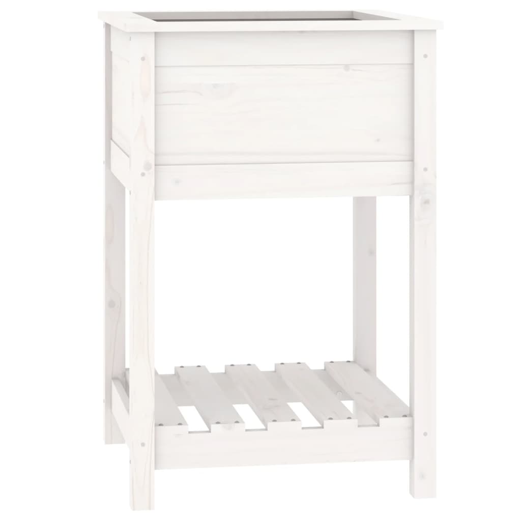 VIDAXL -Pflanzer mit Regal 54x54x81 cm Festkiefer weiß