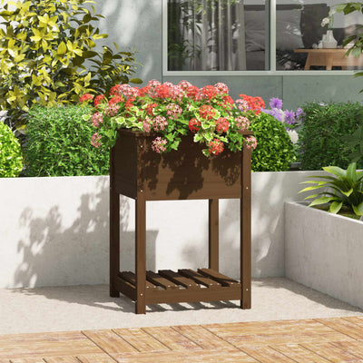Vidaxl -Pflanzer mit Regal 54x54x81 cm Kiefern Honigbraun