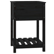 VIDAXL -Pflanzer mit Regal 54x54x81 cm Festkiefer Pine Schwarz - afbeelding 2
