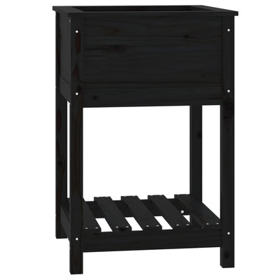 VIDAXL -Pflanzer mit Regal 54x54x81 cm Festkiefer Pine Schwarz