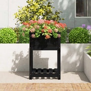 VIDAXL -Pflanzer mit Regal 54x54x81 cm Festkiefer Pine Schwarz - afbeelding 3
