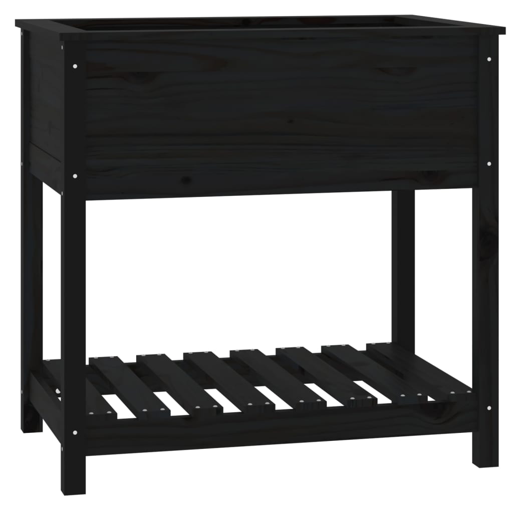 VIDAXL -Pflanzer mit Regal 82.5x54x81 cm Festkiefer Kiefernschwarz schwarz