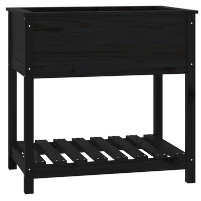 VIDAXL -Pflanzer mit Regal 82.5x54x81 cm Festkiefer Kiefernschwarz schwarz