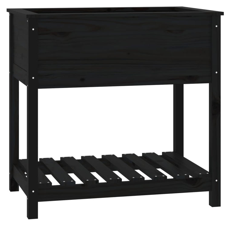 VIDAXL -Pflanzer mit Regal 82.5x54x81 cm Festkiefer Kiefernschwarz schwarz