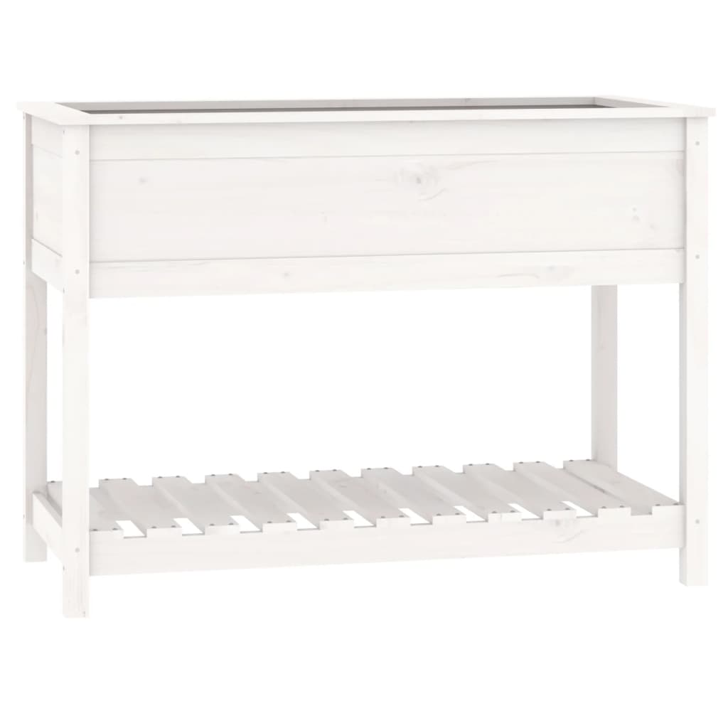 VIDAXL -Pflanzer mit Regal 111,5 x 54x81 cm Festkieferweiß weiß