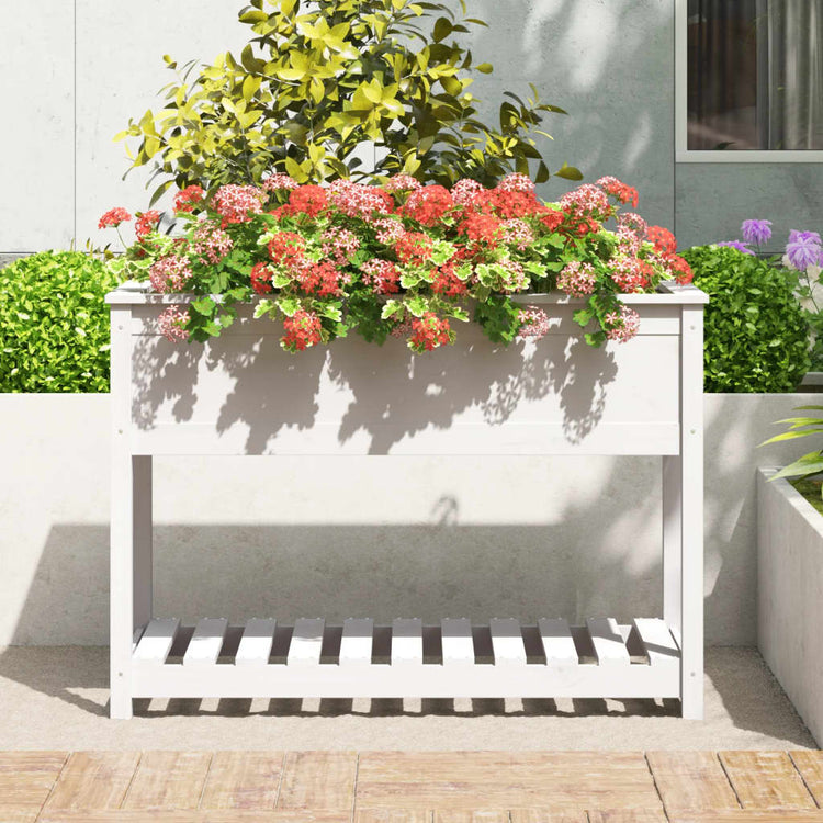 VIDAXL -Pflanzer mit Regal 111,5 x 54x81 cm Festkieferweiß weiß