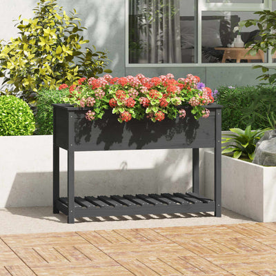 VIDAXL -Pflanzer mit Regal 111,5 x 54x81 cm Festkieferngrau grau grau