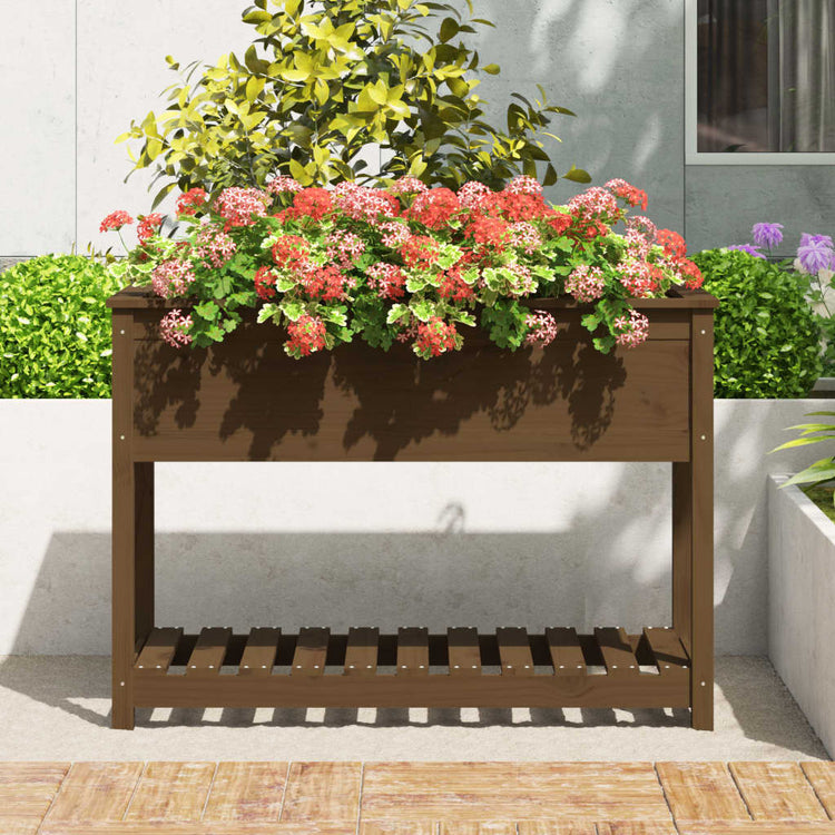 Vidaxl -Pflanzer mit Regal 111,5 x 54x81 cm Kiefern Honigbraun