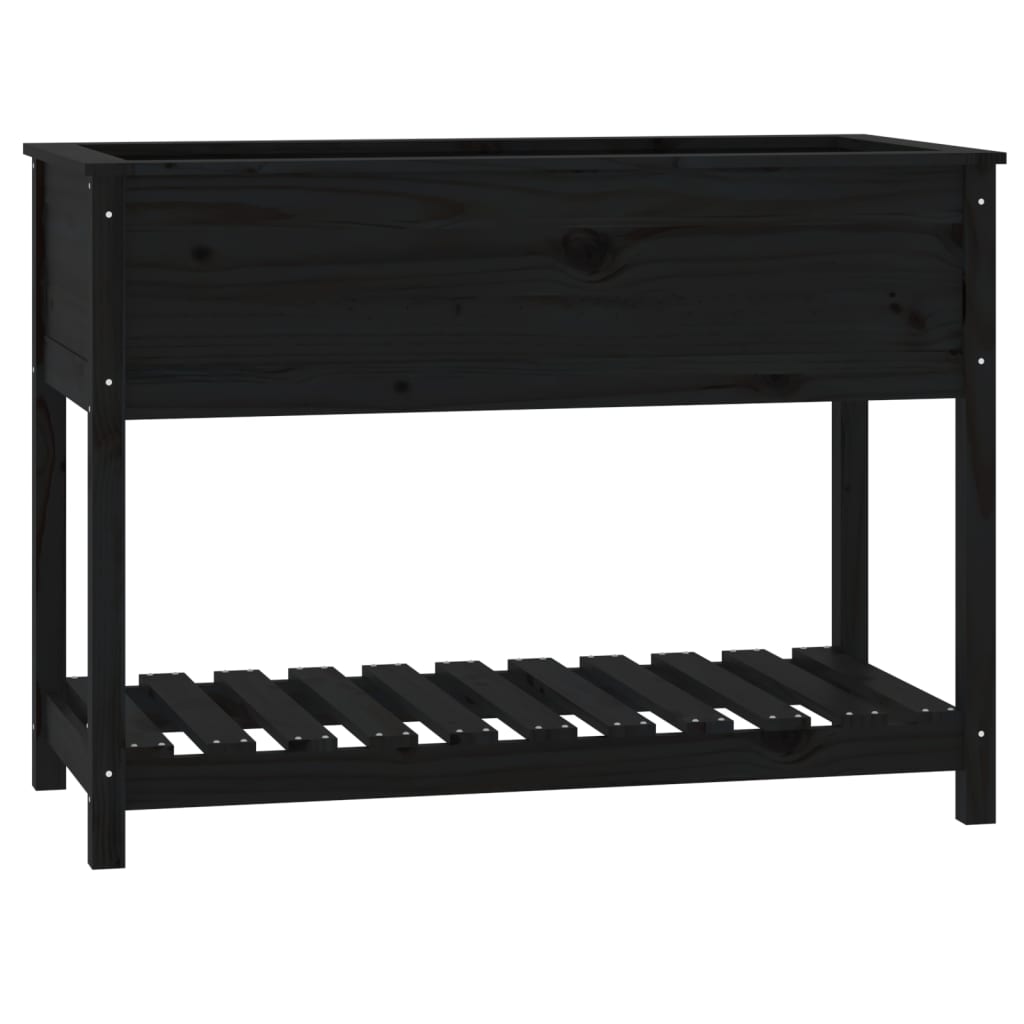 VIDAXL -Pflanzer mit Regal 111,5 x 54x81 cm Festkiefer Pine Schwarz