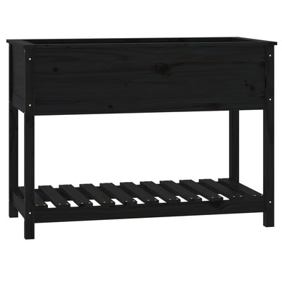 VIDAXL -Pflanzer mit Regal 111,5 x 54x81 cm Festkiefer Pine Schwarz