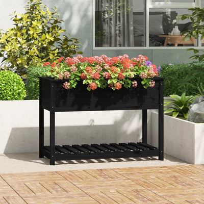 VIDAXL -Pflanzer mit Regal 111,5 x 54x81 cm Festkiefer Pine Schwarz