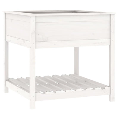 VIDAXL -Pflanzer mit Regal 82,5 x 82,5 x 81 cm Festkieferweiß weiß