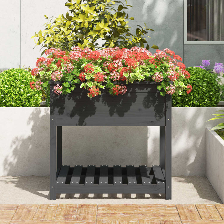 VIDAXL -Pflanzer mit Regal 82,5 x 82,5 x 81 cm Festkieferngrau grau grau