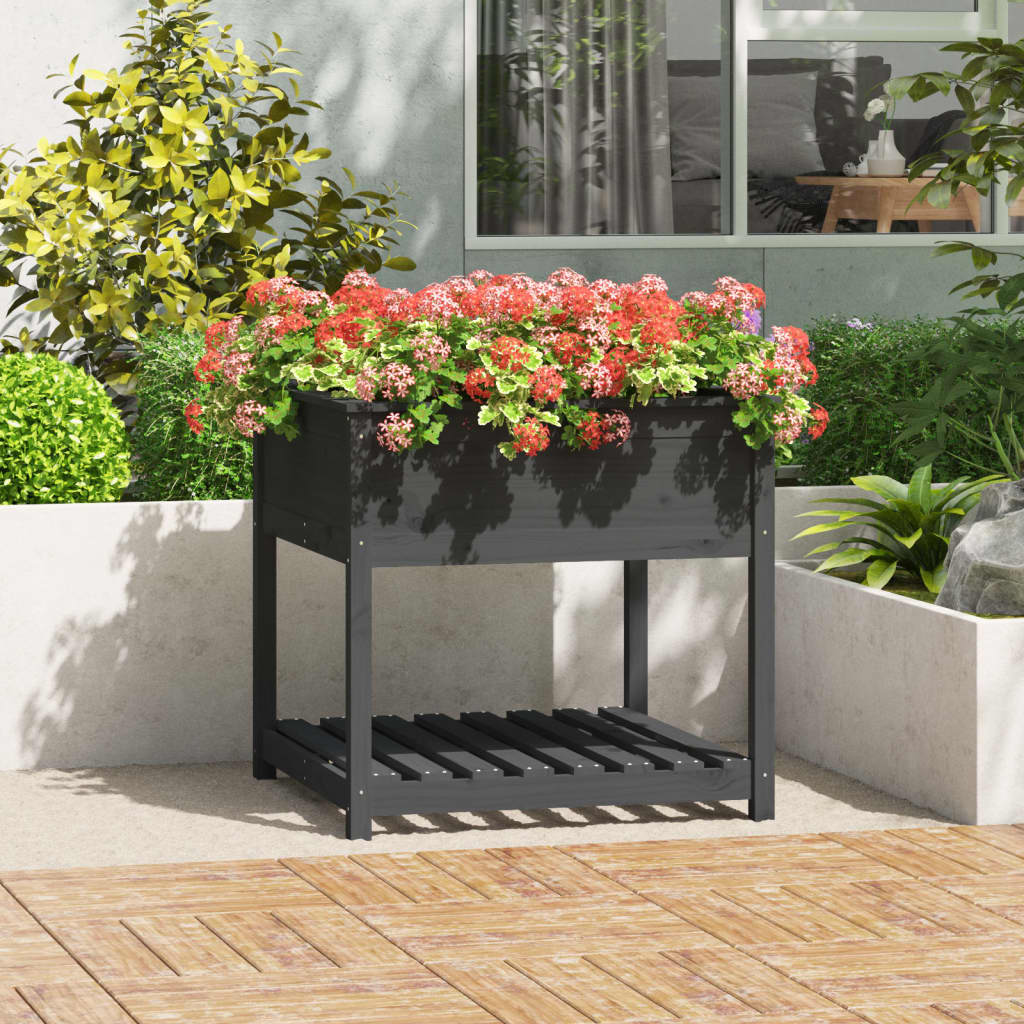 VIDAXL -Pflanzer mit Regal 82,5 x 82,5 x 81 cm Festkieferngrau grau grau