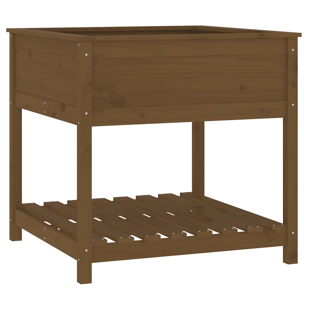 VIDAXL -Pflanzer mit Regal 82,5 x 82,5 x 81 cm Kiefern Honigbraun