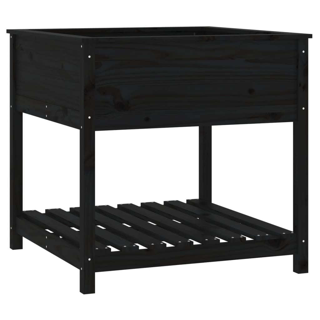 VIDAXL -Pflanzer mit Regal 82,5 x 82,5 x 81 cm Festkiefer Pine Schwarz