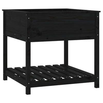 VIDAXL -Pflanzer mit Regal 82,5 x 82,5 x 81 cm Festkiefer Pine Schwarz