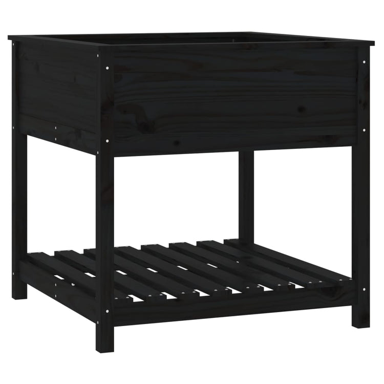 VIDAXL -Pflanzer mit Regal 82,5 x 82,5 x 81 cm Festkiefer Pine Schwarz