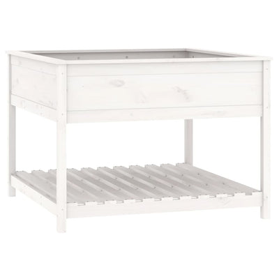 Vidaxl -Pflanzer mit Regal 111.5x111.5x81 cm Festkiefer weiß