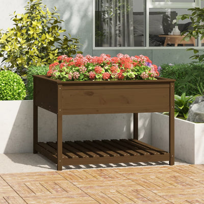 VIDAXL -Pflanzer mit Regal 111.5x111.5x81 cm Kiefern Honigbraun